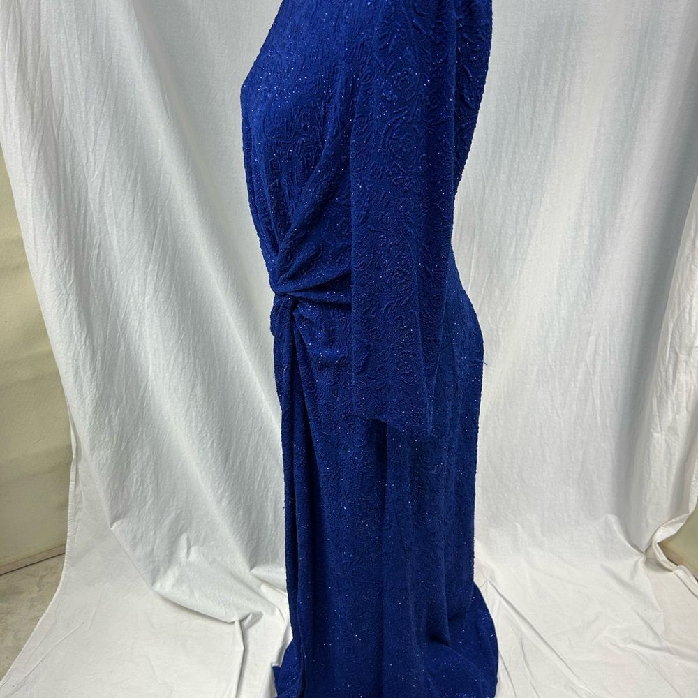 Alex Evenings Blue Ruched Long Sleeve Gown - Picture 3 of 7